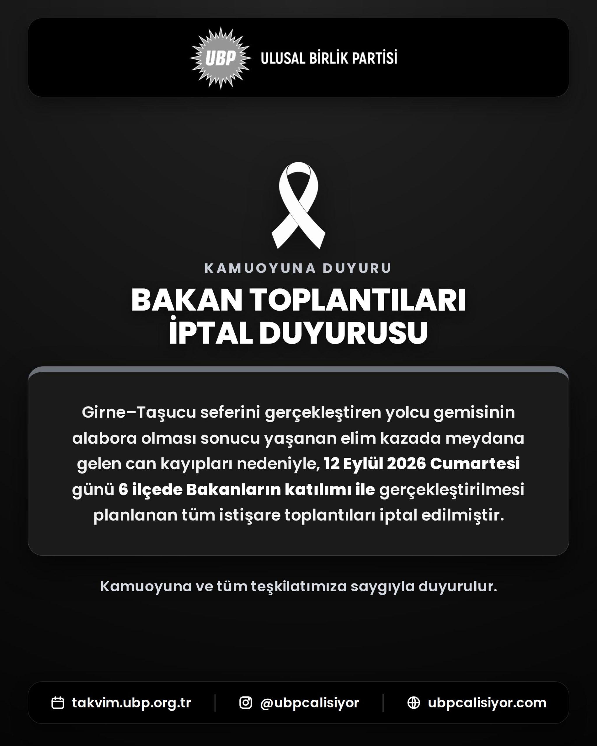BAKAN TOPLANTILARI İPTAL DUYURUSU